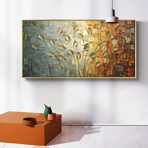 Nordic Abstract Leaves Flowers Painting on Canvas Wall Art Poster NEW - Picture 4 of 5